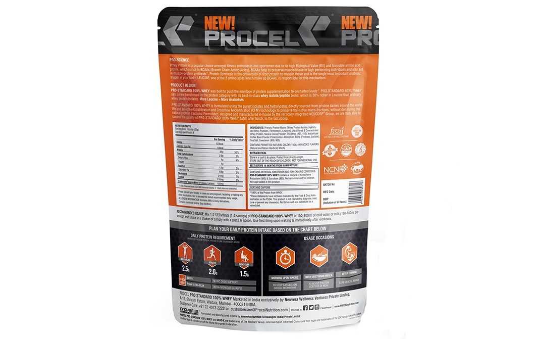 Procel 100% Whey Pro-Standard Mocha Cappuccno Flavor   Pack  200 grams